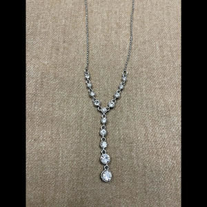 Monet Drop Necklace Bridal Rhinestone Silver Tone Adjustable Claw Clasp